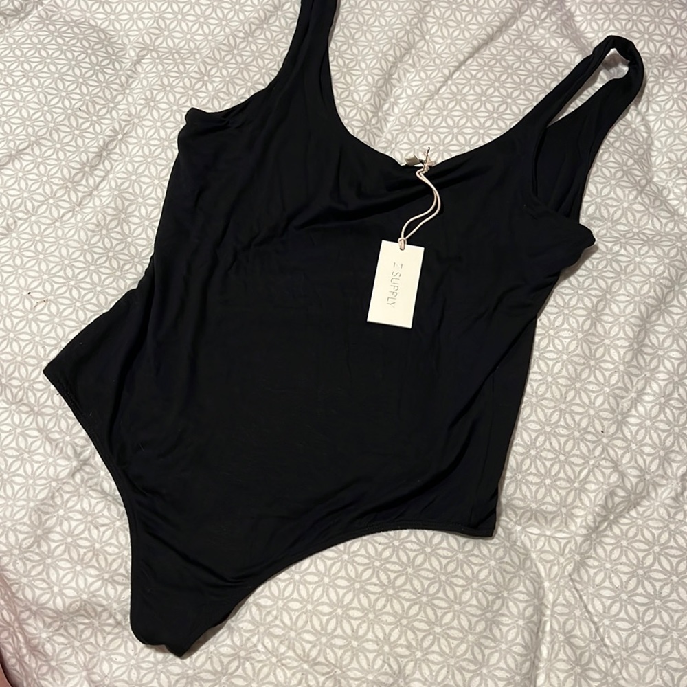 Z Supply Black Scoop Neck Bodysuit